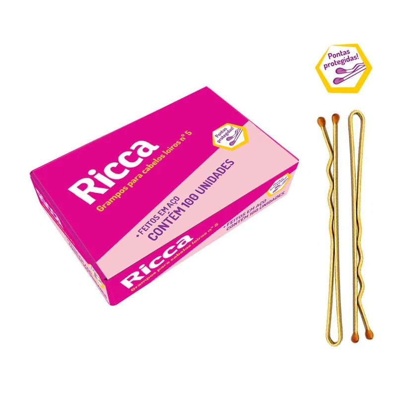 GRAMPO PARA CABELO N5 LOIRO CAIXA C 100PCS RICCA